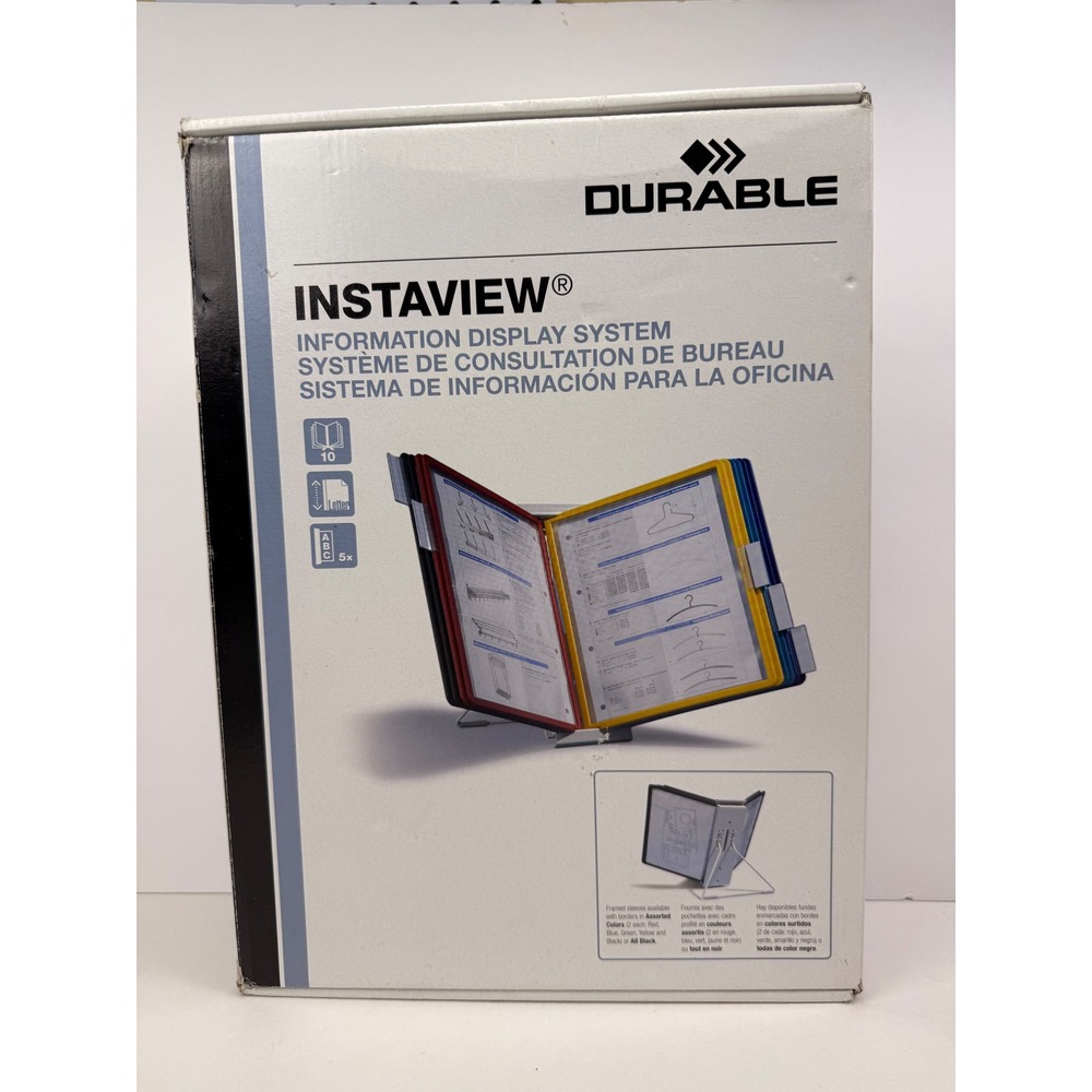 Durable InstaView Desk Stand Information Display System 10 Sleeves Black 561201